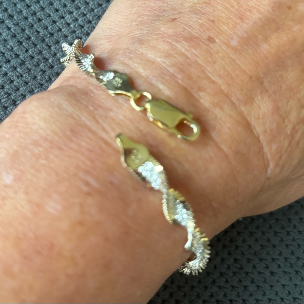 Two-Tone Sterling Silver Bracelet made in Italy FREE SHIPPING - Picture 4 of 5